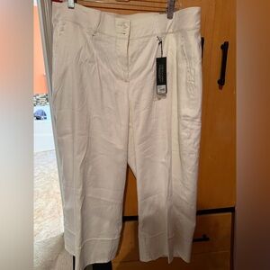 Lane Bryant Stretch Linen Lena crop French cuff pant in White